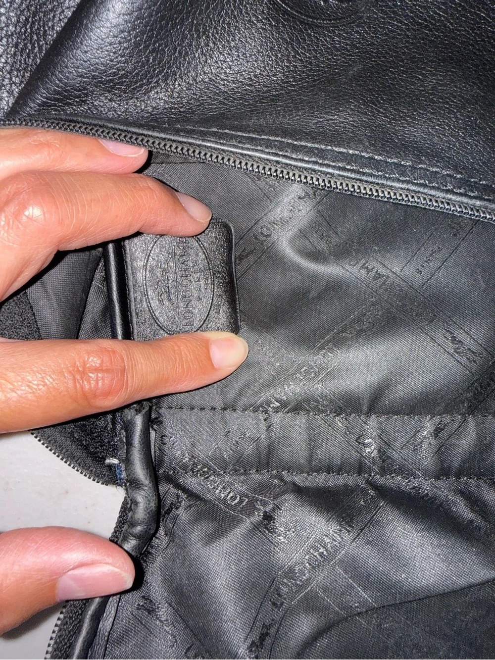 VTG Longchamp Paris Black Leather Backpack